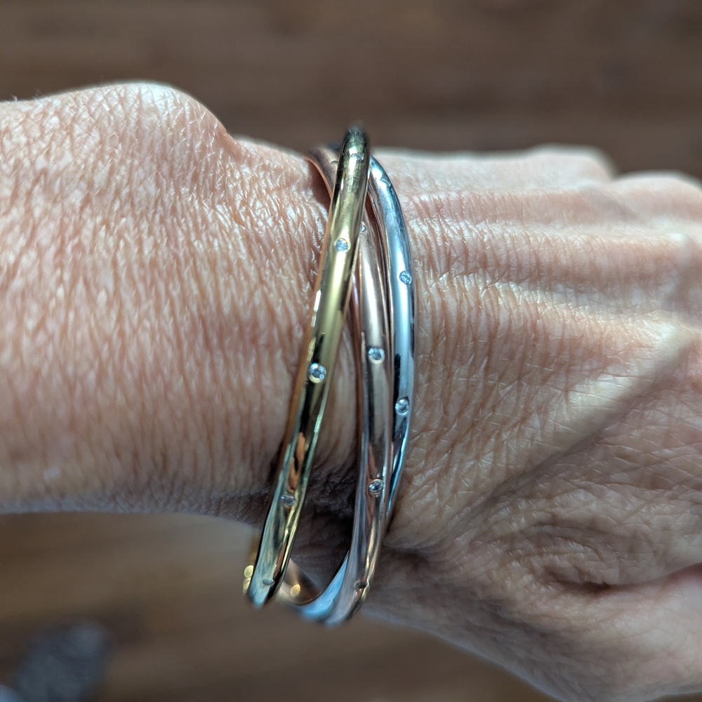 Elegant Gold Plated and Silver Bangle Set